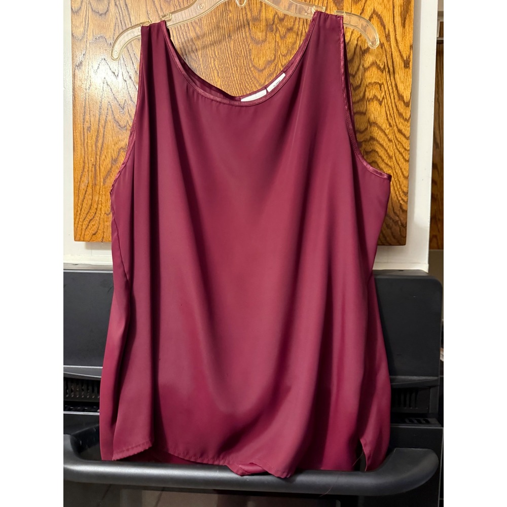 Liz Baker Essentials Womens XL Burgundy‎ Wine Sleeveless Scoop Neck Blouse Shell